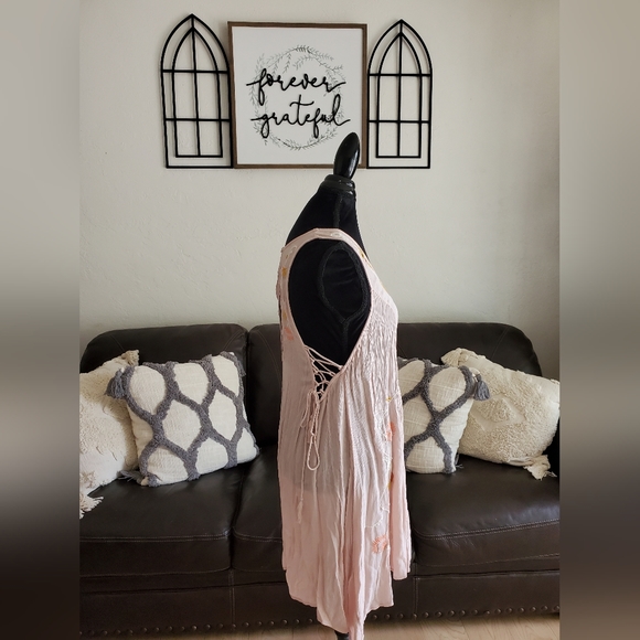 Free People Adelaide Pink Floral Slip Mini Dress Size S Boho Chic Embroidered - Picture 7 of 14